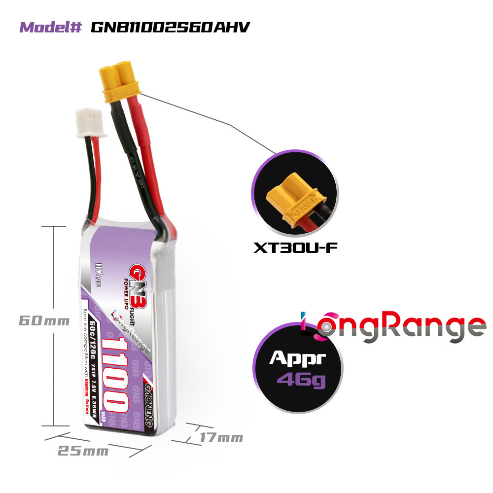 GNB 1100mAh 2S 3S 4S 6S 60C/12 - Drone Racing Battery avis et prix